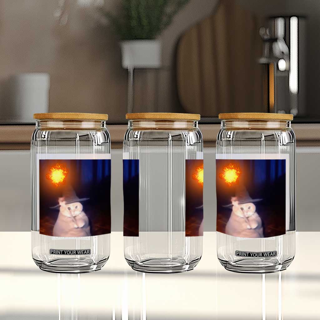 Wizard Cat Glass Can Weird Funny Retro Halloween Orange Cat Meme TS10 Print Your Wear