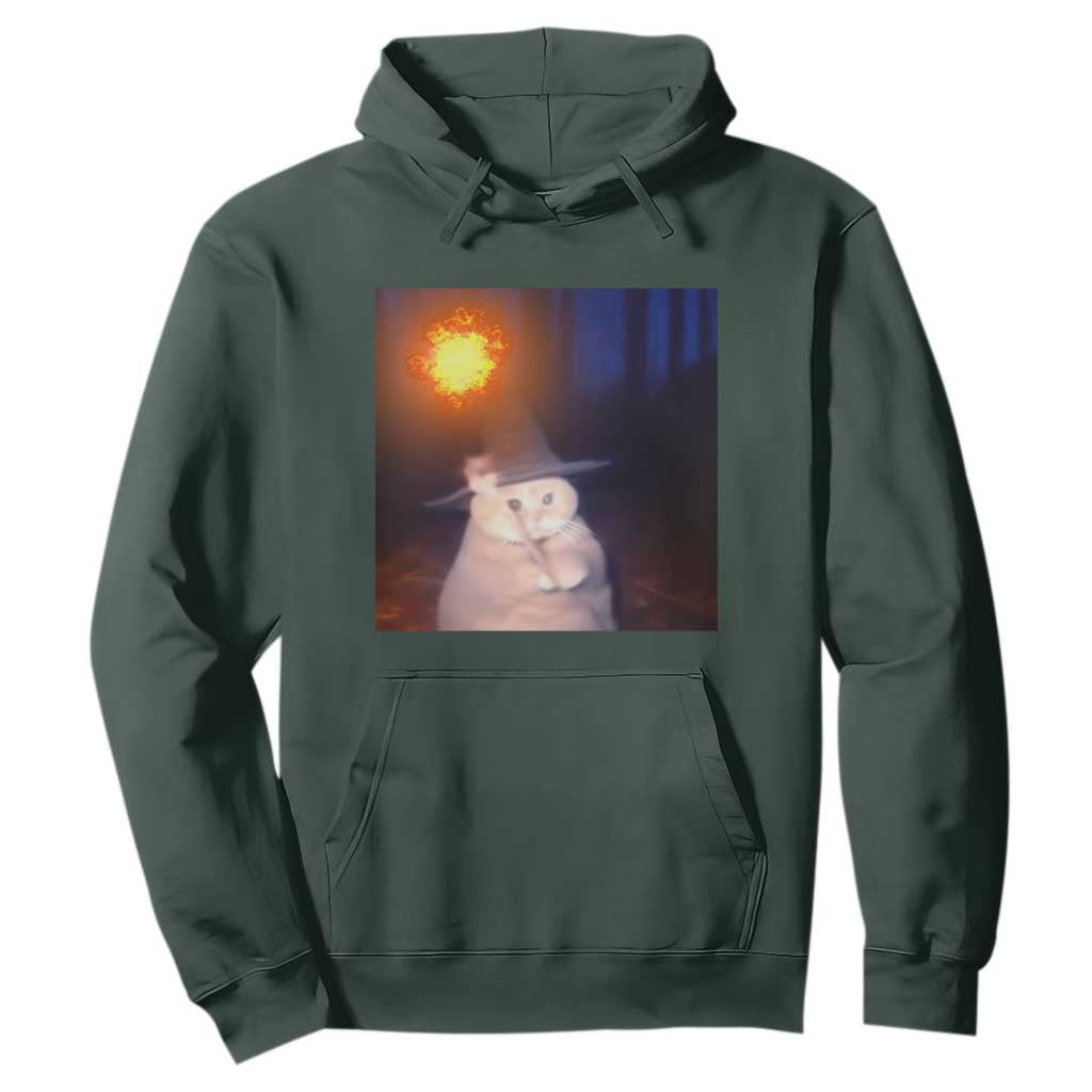 Wizard Cat Hoodie Weird Funny Retro Halloween Orange Cat Meme TS10 Dark Forest Green Print Your Wear