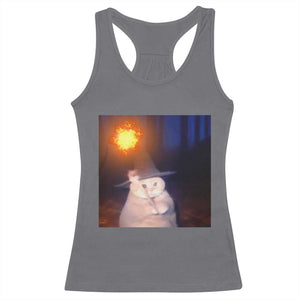 Wizard Cat Racerback Tank Top Weird Funny Retro Halloween Orange Cat Meme TS10 Charcoal Print Your Wear