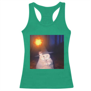 Wizard Cat Racerback Tank Top Weird Funny Retro Halloween Orange Cat Meme TS10 Irish Green Print Your Wear