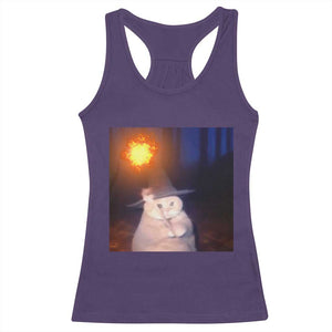 Wizard Cat Racerback Tank Top Weird Funny Retro Halloween Orange Cat Meme TS10 Purple Print Your Wear
