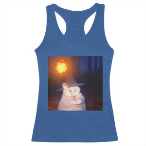 Wizard Cat Racerback Tank Top Weird Funny Retro Halloween Orange Cat Meme TS10 Royal Blue Print Your Wear