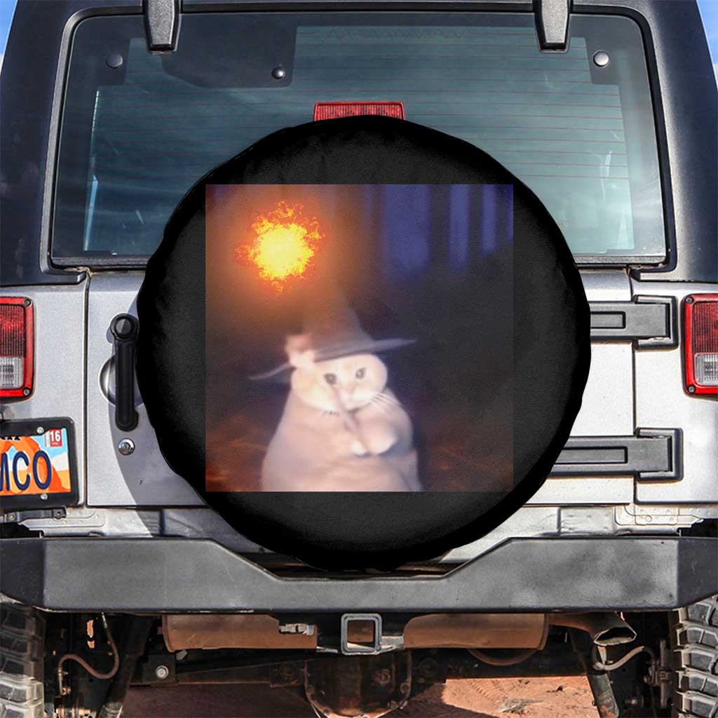 Wizard Cat Spare Tire Cover Weird Funny Retro Halloween Orange Cat Meme TS10 No hole Black Print Your Wear