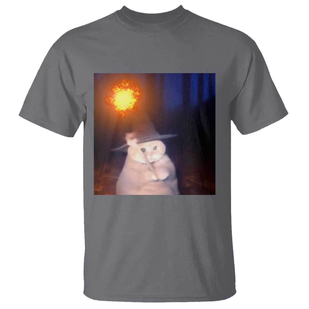 Wizard Cat T Shirt Weird Funny Retro Halloween Orange Cat Meme TS10 Charcoal Print Your Wear