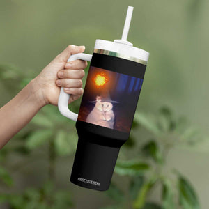 Wizard Cat Tumbler With Handle Weird Funny Retro Halloween Orange Cat Meme TS10 Print Your Wear