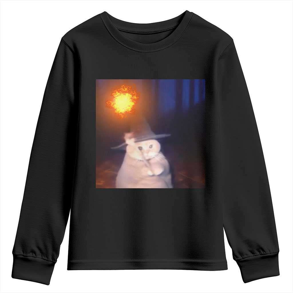Wizard Cat Youth Sweatshirt Weird Funny Retro Halloween Orange Cat Meme TS10 Black Print Your Wear