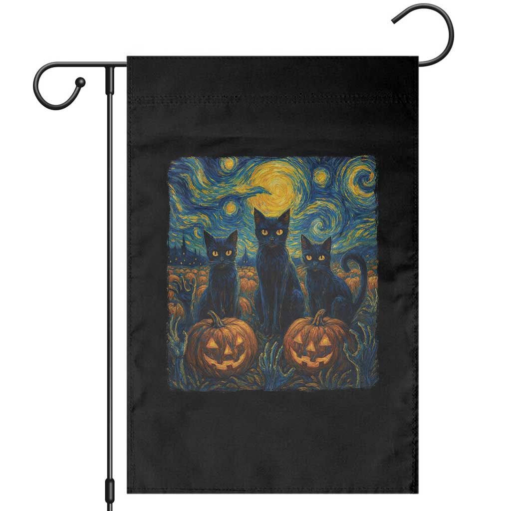 Cat Starry Night Garden Flag Funny Cat Lover Gifts Halloween Van Gogh TS10 Black Print Your Wear