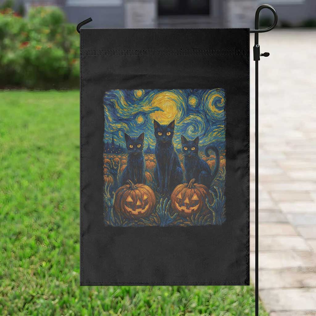 Cat Starry Night Garden Flag Funny Cat Lover Gifts Halloween Van Gogh TS10 Print Your Wear