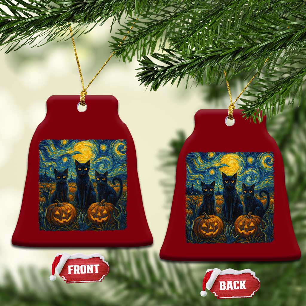 Cat Starry Night Ceramic Ornament Funny Cat Lover Gifts Halloween Van Gogh TS10 Print Your Wear
