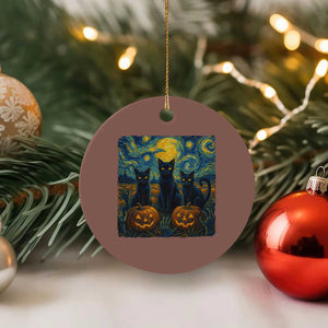 Cat Starry Night Ceramic Ornament Funny Cat Lover Gifts Halloween Van Gogh TS10 1pc Mocha Print Your Wear