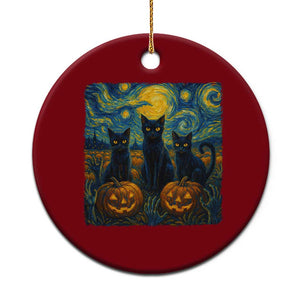 Cat Starry Night Ceramic Ornament Funny Cat Lover Gifts Halloween Van Gogh TS10 1pc Red Print Your Wear
