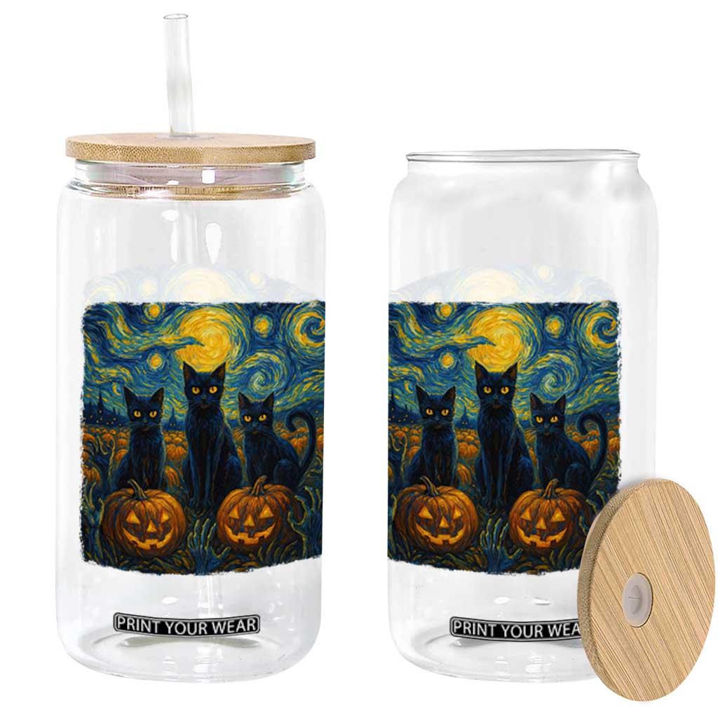 Cat Starry Night Glass Can Funny Cat Lover Gifts Halloween Van Gogh TS10 Print Your Wear