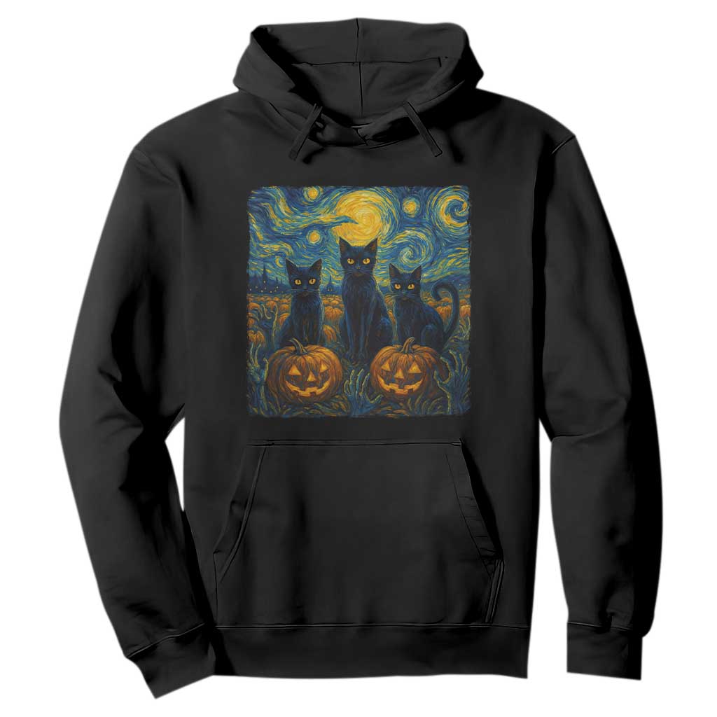Cat Starry Night Hoodie Funny Cat Lover Gifts Halloween Van Gogh TS10 Black Print Your Wear