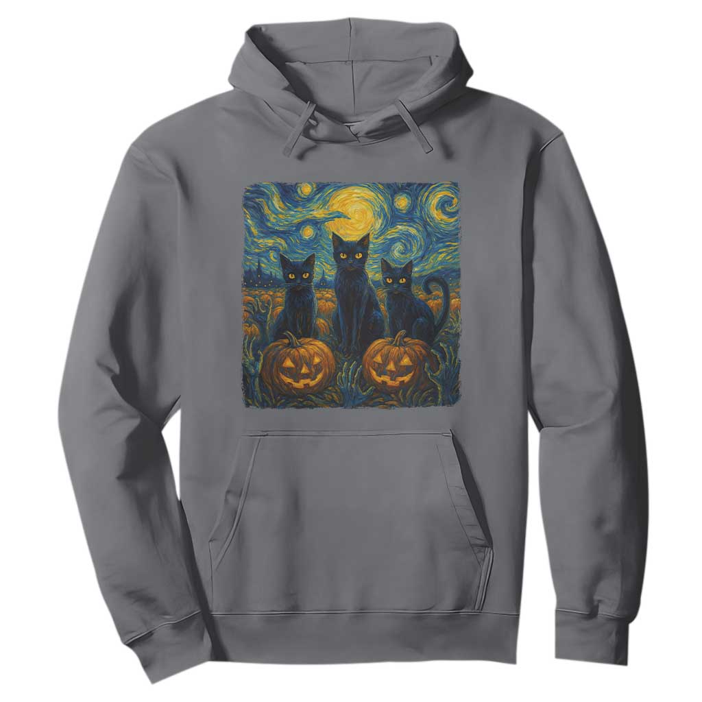 Cat Starry Night Hoodie Funny Cat Lover Gifts Halloween Van Gogh TS10 Charcoal Print Your Wear