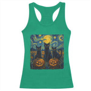 Cat Starry Night Racerback Tank Top Funny Cat Lover Gifts Halloween Van Gogh TS10 Irish Green Print Your Wear