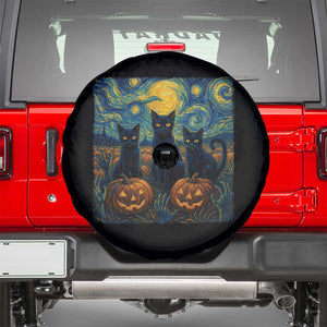 Cat Starry Night Spare Tire Cover Funny Cat Lover Gifts Halloween Van Gogh TS10 Black Print Your Wear