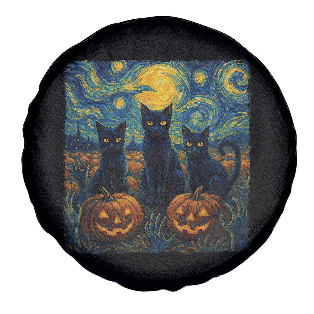 Cat Starry Night Spare Tire Cover Funny Cat Lover Gifts Halloween Van Gogh TS10 Print Your Wear