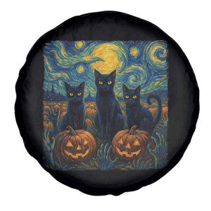 Cat Starry Night Spare Tire Cover Funny Cat Lover Gifts Halloween Van Gogh TS10 Print Your Wear