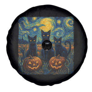 Cat Starry Night Spare Tire Cover Funny Cat Lover Gifts Halloween Van Gogh TS10 Print Your Wear