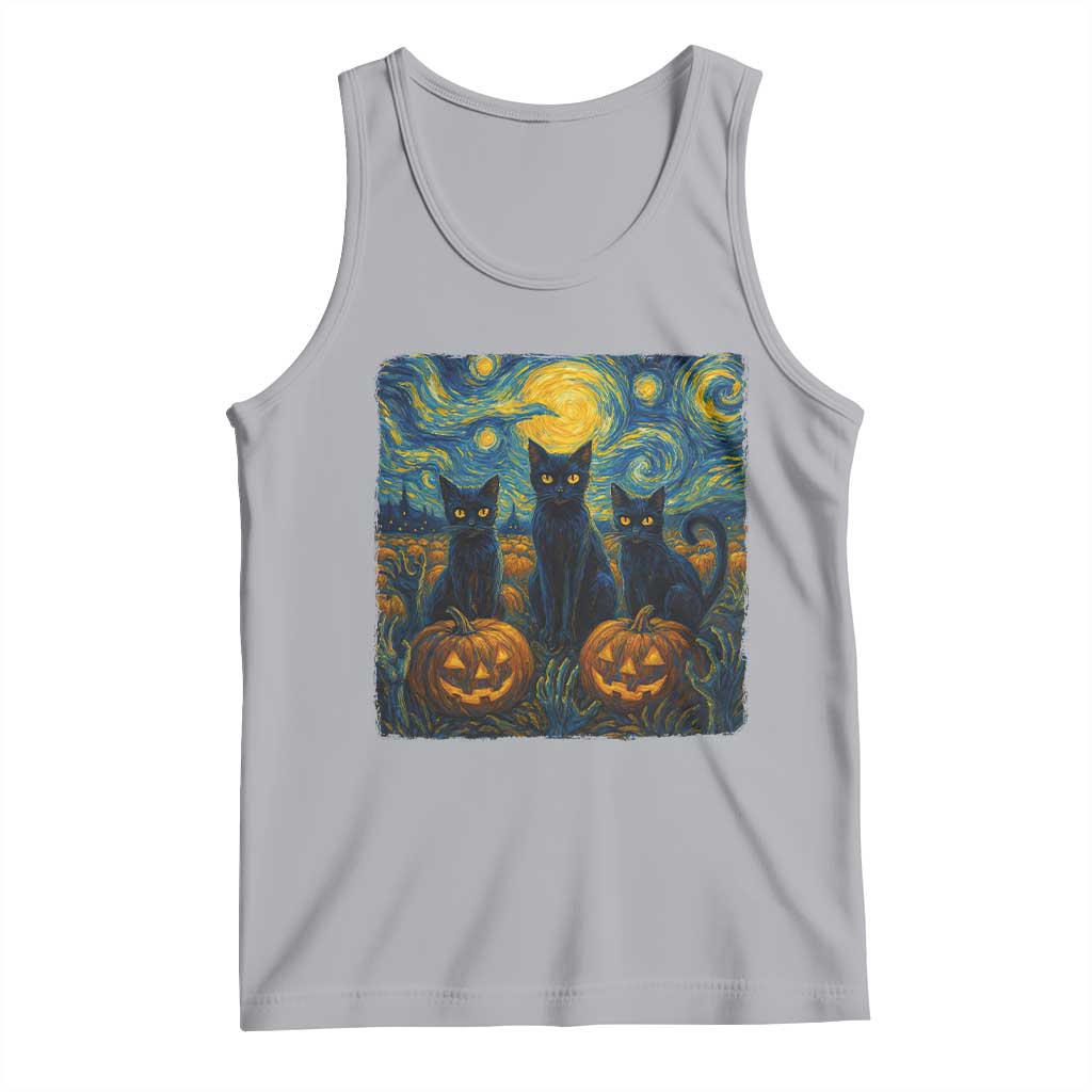 Cat Starry Night Tank Top Funny Cat Lover Gifts Halloween Van Gogh TS10 Athletic Heather Print Your Wear