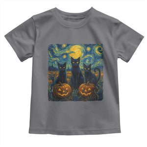 Cat Starry Night Toddler T Shirt Funny Cat Lover Gifts Halloween Van Gogh TS10 Charcoal Print Your Wear