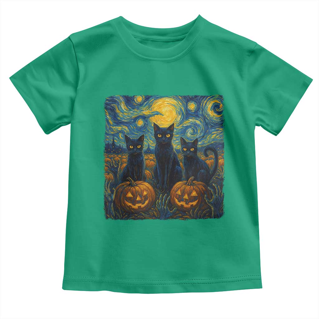 Cat Starry Night Toddler T Shirt Funny Cat Lover Gifts Halloween Van Gogh TS10 Irish Green Print Your Wear