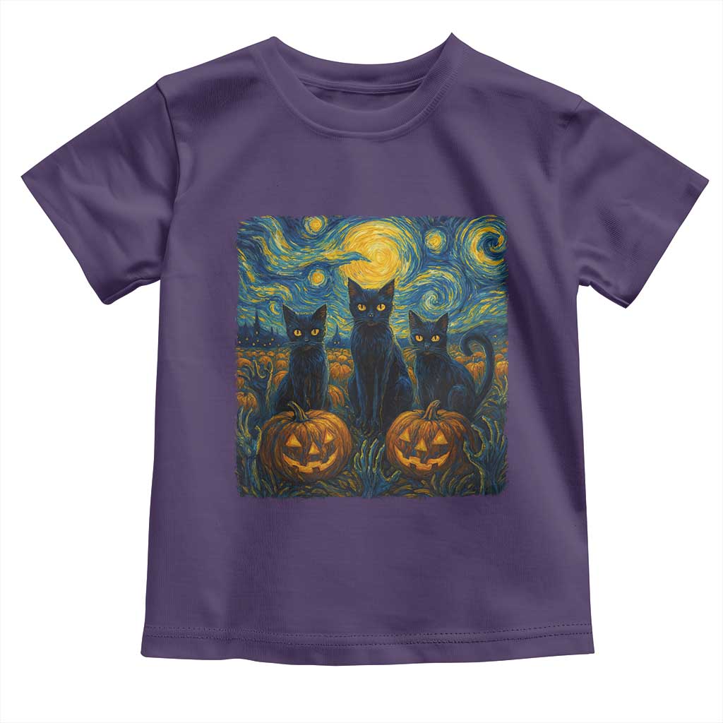 Cat Starry Night Toddler T Shirt Funny Cat Lover Gifts Halloween Van Gogh TS10 Purple Print Your Wear
