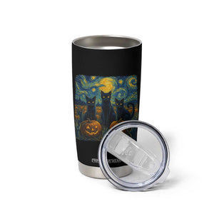 Cat Starry Night Tumbler Cup Funny Cat Lover Gifts Halloween Van Gogh TS10 Print Your Wear
