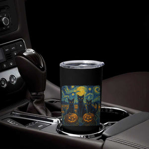 Cat Starry Night Tumbler Cup Funny Cat Lover Gifts Halloween Van Gogh TS10 Print Your Wear