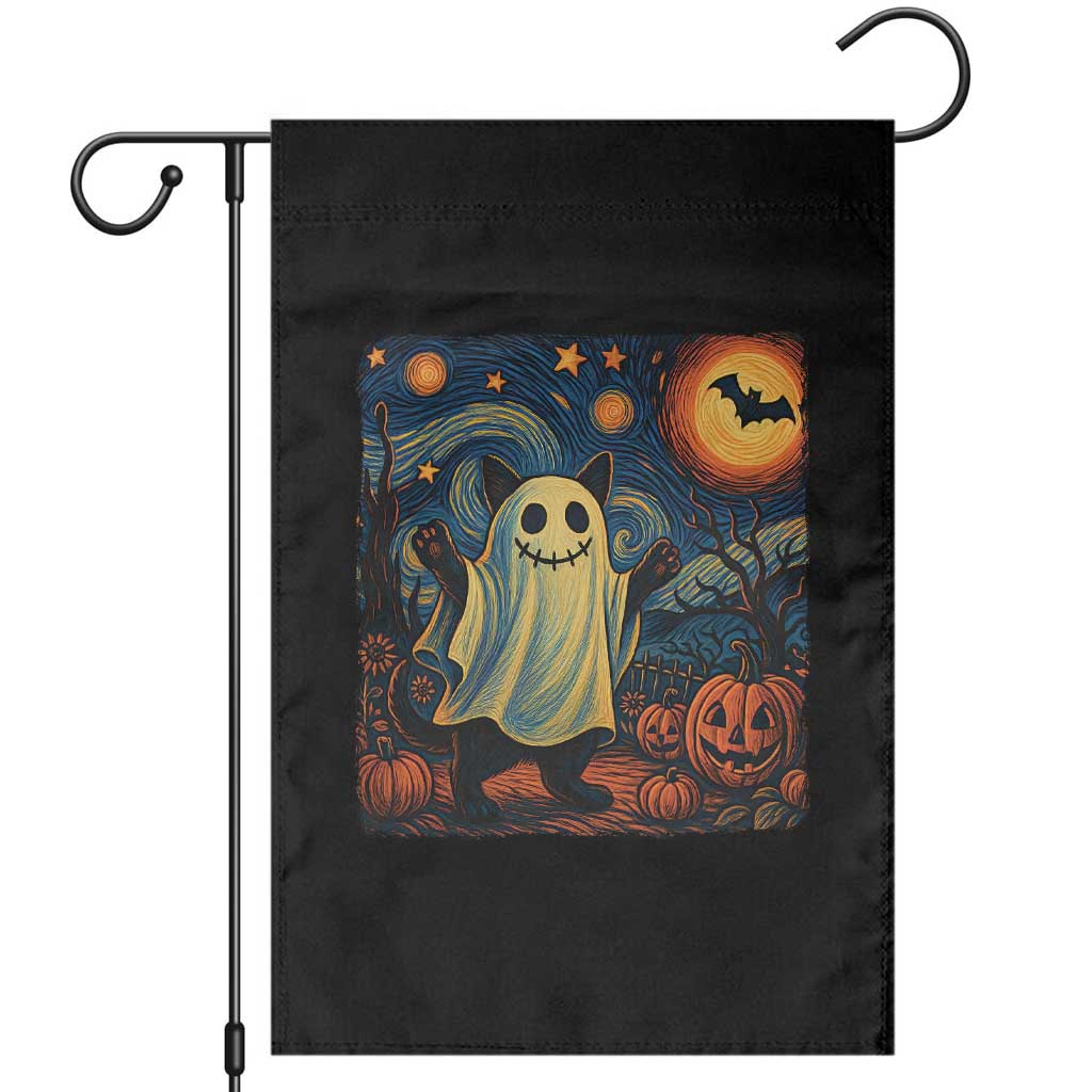 Funny Halloween Ghost Cat Garden Flag Starry Night Van Gogh Cat Lover Gifts TS10 Black Print Your Wear