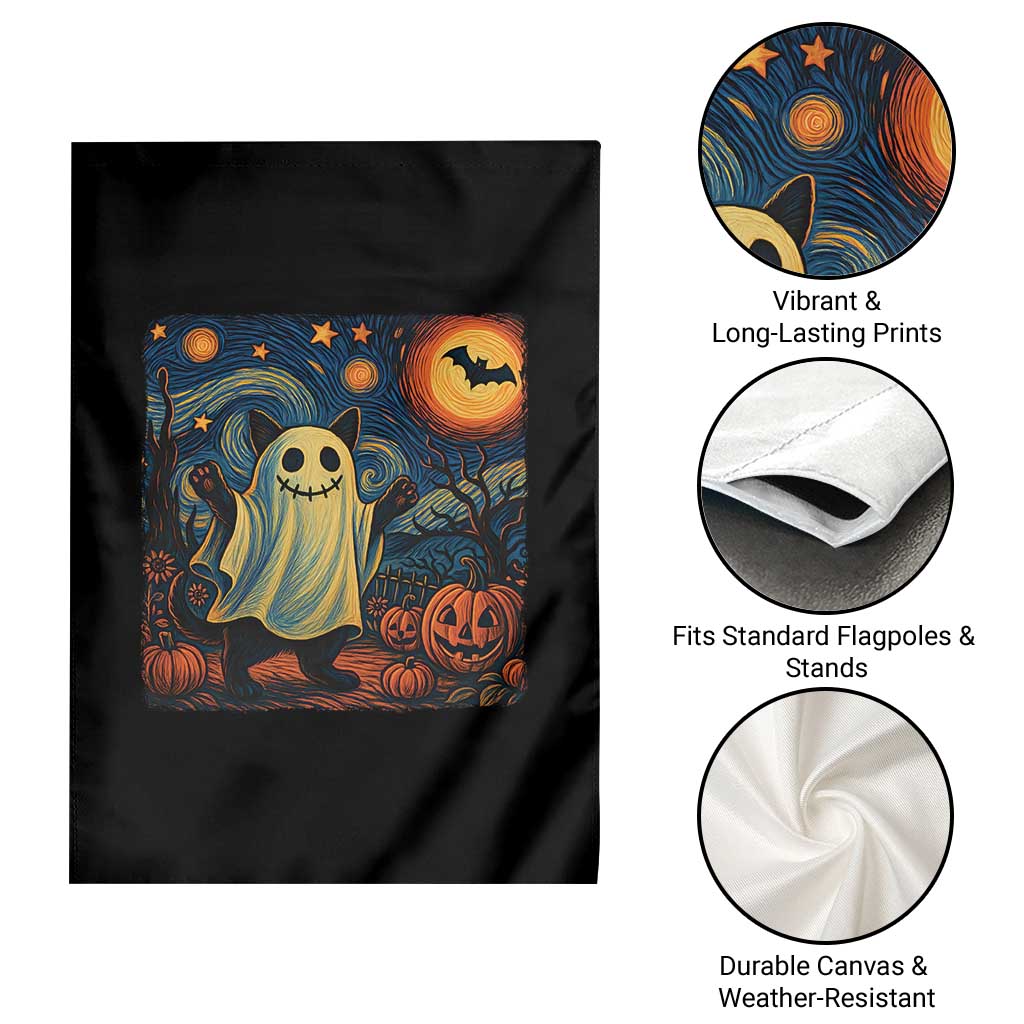 Funny Halloween Ghost Cat Garden Flag Starry Night Van Gogh Cat Lover Gifts TS10 Print Your Wear