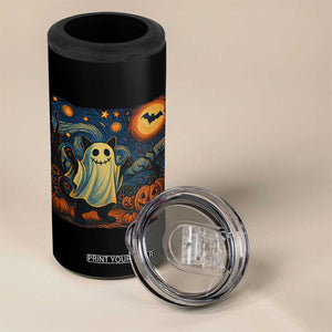 Funny Halloween Ghost Cat 4 in 1 Can Cooler Tumbler Starry Night Van Gogh Cat Lover Gifts TS10 Print Your Wear