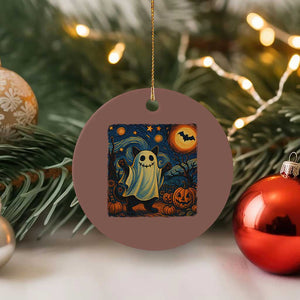 Funny Halloween Ghost Cat Ceramic Ornament Starry Night Van Gogh Cat Lover Gifts TS10 1pc Mocha Print Your Wear