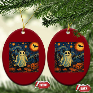 Funny Halloween Ghost Cat Ceramic Ornament Starry Night Van Gogh Cat Lover Gifts TS10 Print Your Wear