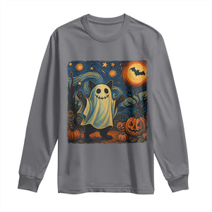 Funny Halloween Ghost Cat Long Sleeve Shirt Starry Night Van Gogh Cat Lover Gifts TS10 Charcoal Print Your Wear