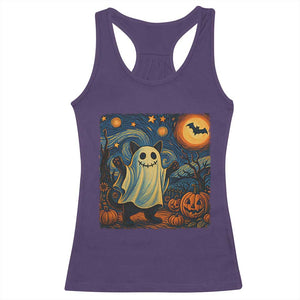 Funny Halloween Ghost Cat Racerback Tank Top Starry Night Van Gogh Cat Lover Gifts TS10 Purple Print Your Wear