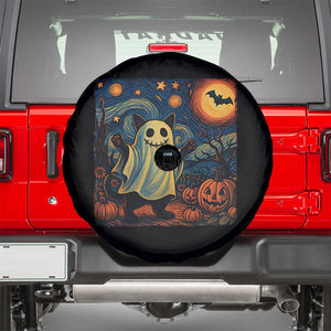 Funny Halloween Ghost Cat Spare Tire Cover Starry Night Van Gogh Cat Lover Gifts TS10 Black Print Your Wear