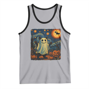 Funny Halloween Ghost Cat Tank Top Starry Night Van Gogh Cat Lover Gifts TS10 Athletic Heather Black Print Your Wear
