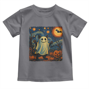 Funny Halloween Ghost Cat Toddler T Shirt Starry Night Van Gogh Cat Lover Gifts TS10 Charcoal Print Your Wear