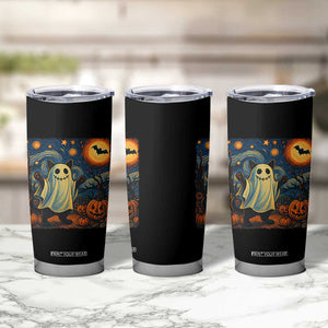 Funny Halloween Ghost Cat Tumbler Cup Starry Night Van Gogh Cat Lover Gifts TS10 Print Your Wear