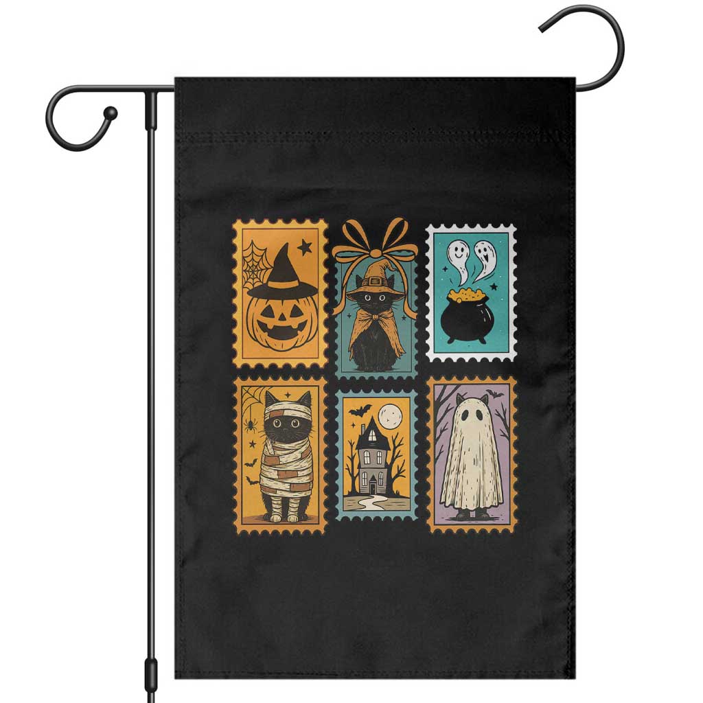 Black Cat Pumpkin Garden Flag Retro Halloween Ghots Cat Stamp TS10 Black Print Your Wear