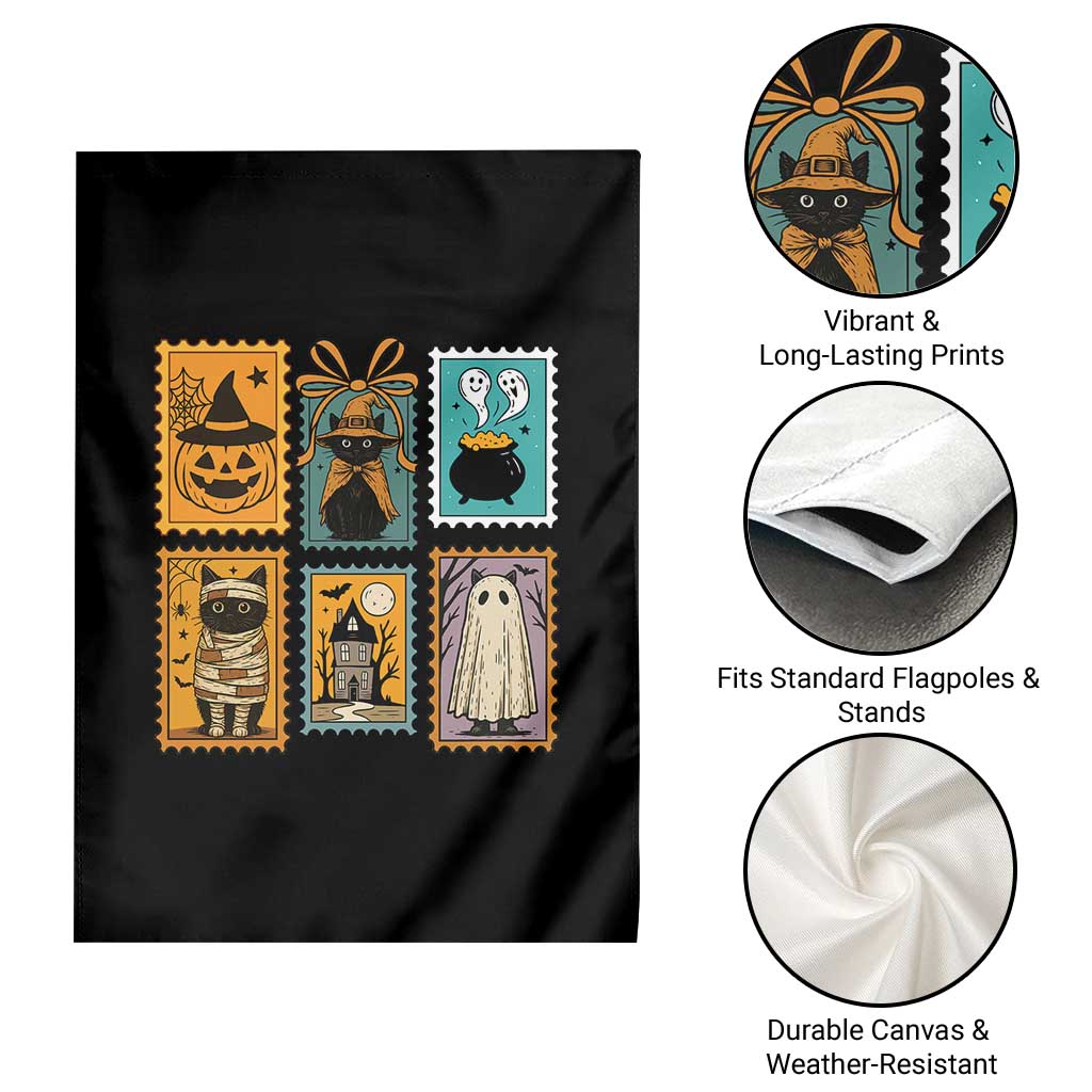 Black Cat Pumpkin Garden Flag Retro Halloween Ghots Cat Stamp TS10 Print Your Wear