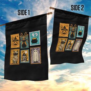 Black Cat Pumpkin Garden Flag Retro Halloween Ghots Cat Stamp TS10 Print Your Wear
