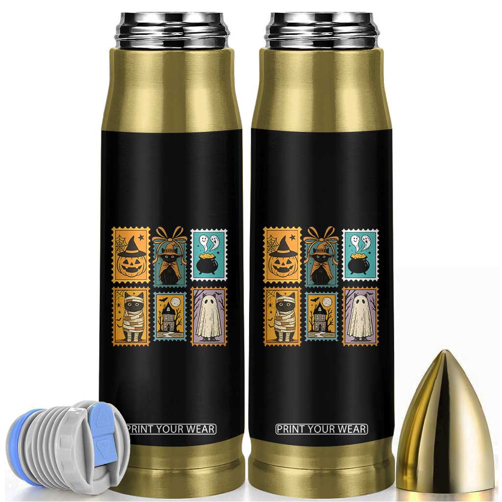 Black Cat Pumpkin Bullet Tumbler Retro Halloween Ghots Cat Stamp TS10 Black Print Your Wear