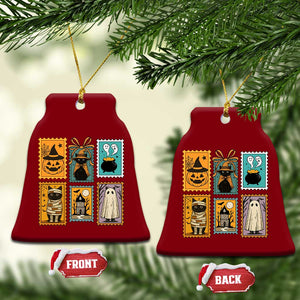 Black Cat Pumpkin Ceramic Ornament Retro Halloween Ghots Cat Stamp TS10 Print Your Wear