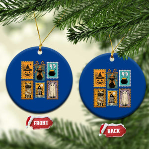 Black Cat Pumpkin Ceramic Ornament Retro Halloween Ghots Cat Stamp TS10 1pc Blue Print Your Wear