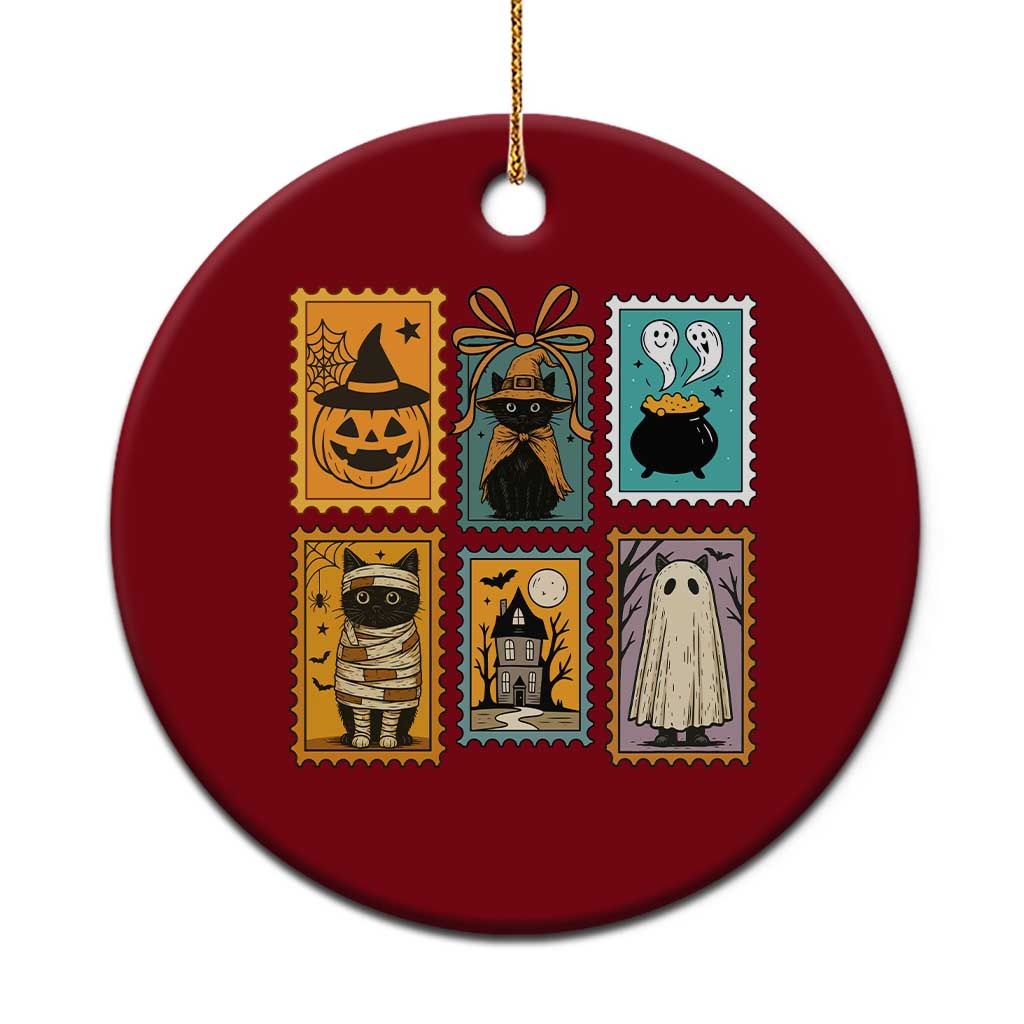 Black Cat Pumpkin Ceramic Ornament Retro Halloween Ghots Cat Stamp TS10 1pc Red Print Your Wear