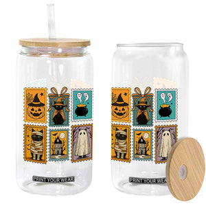 Black Cat Pumpkin Glass Can Retro Halloween Ghots Cat Stamp TS10 Print Your Wear