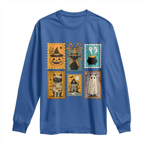 Black Cat Pumpkin Long Sleeve Shirt Retro Halloween Ghots Cat Stamp TS10 Royal Blue Print Your Wear