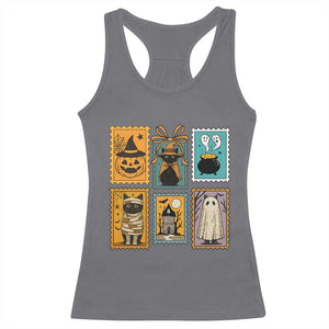 Black Cat Pumpkin Racerback Tank Top Retro Halloween Ghots Cat Stamp TS10 Charcoal Print Your Wear